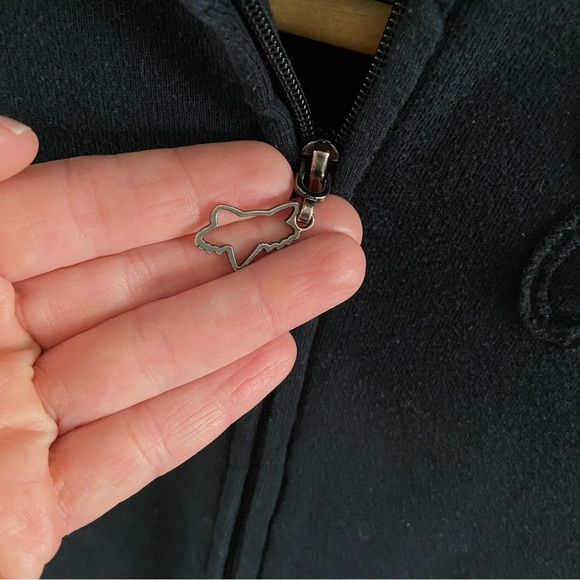 FOX RACING Zip Up Sweatshirt Jacket Black Embroidered Small Pockets Thumbholes - Picture 11 of 16